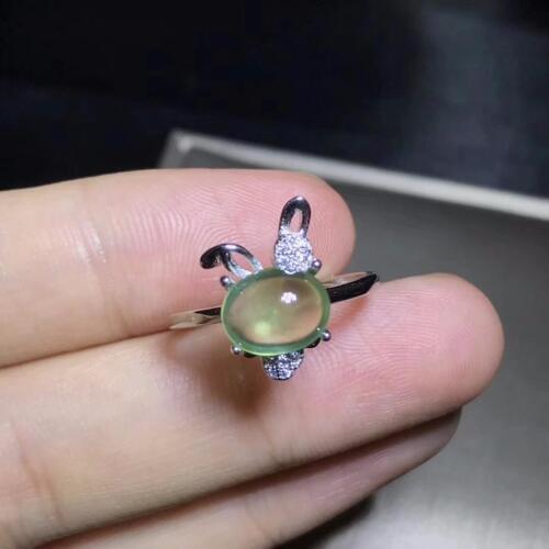 Bunny style, natural grape stone ring, 925 silver, best selling style, cartoon design