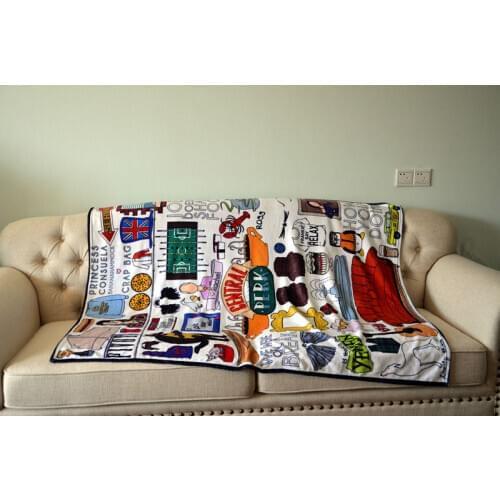 TV Shows Friends Central Perk Hugsy Monica Jennifer Motto Plush Blanket 2-side B Cosplay Flat Bed Sheet Bedding Blanket Gift