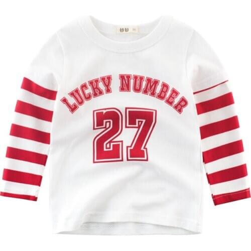 Boys Girls 2-10 Y Spring Autumn Long Sleeve O-neck Numbers Pattern T-shirt Kids Fashion Casual Pure Cotton Underwear T-Shirts