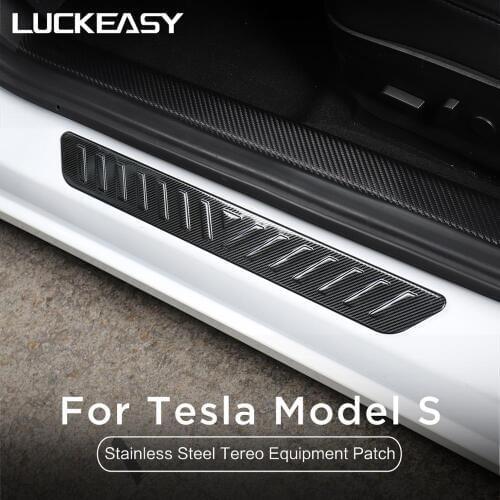 LUCKEASY Door Sill Protecter for Tesla Model 3 Model Y 2017-2020 Stainless steel freestanding no-logo sill 4pcs/set