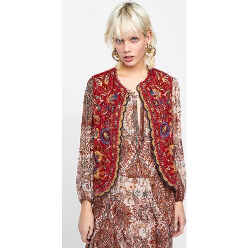 Red Embroidered Velvet Retro Vest Women 2020 Autumn Winter Vintage Jacket Coat Ladies Boho Street Wear Outerwear Plus size
