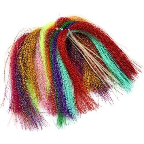 100PCS Holographic Banner Fly Fishing Tying Crystal String Jig Hook Bait Making Twisted Yarn Material