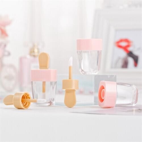 12pcs 3.9ML Empty Lip Gloss Containers Pink Ice Cream Shaped Lip Gloss Tube Refillable Lip Balm Tube Bottles for DIY Cosmetics