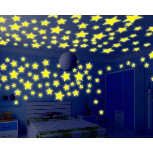 50/70/100 PCS children fluorescent kids bedroom glow in the dark stars shine wall stickers stars luminous shine colors