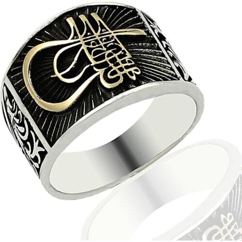 925 Silver Ottoman Symbol Printed Ertugrul Ring for Men