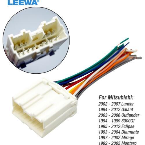 LEEWA Car Radio Stereo Wiring Harness Adapter For Mitsubishi Lancer/Galant/Outlander/3000GT/Diamante/Mirage/Montero/Endeavor