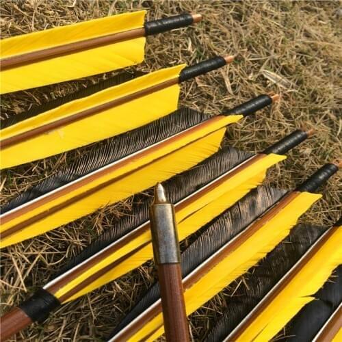 6/12/24pk 28/30/32" Spine 400-500 Handmade Bamboo arrows for hunting recurve bow or longbow