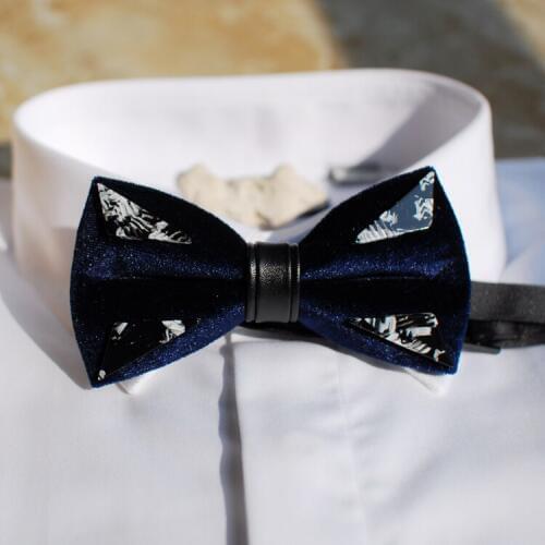 Free shipping new fashion casual mens male man Blue Velvet Triangle Lava Design Wedding Hosting Bow tie Western Europe Party