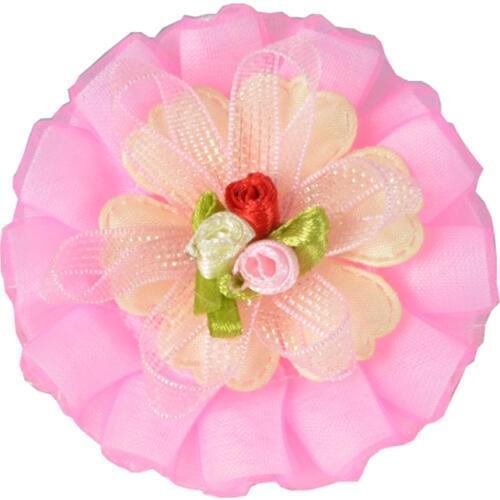 Bleum Home 2pcs girls present Three color flower buds lace ribbon flowers With Elastic Hair Bands For Girls Boutique