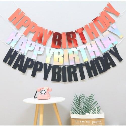 Paper Happy Birthday Bunting Garland Banner Boy Girl Baby Shower Party Decoration Adult Kids First Birthday Flags Supplies