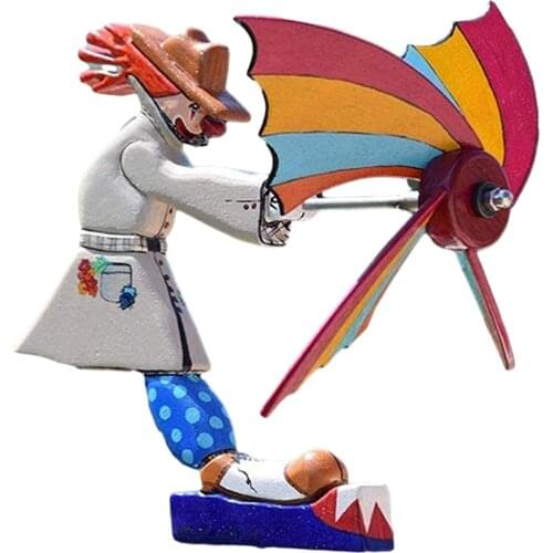 Clown Windmill Decoration Wooden Garden Crafts Ornament Decoration Garden Sculptures And Statues Funny Outdoor Figurine