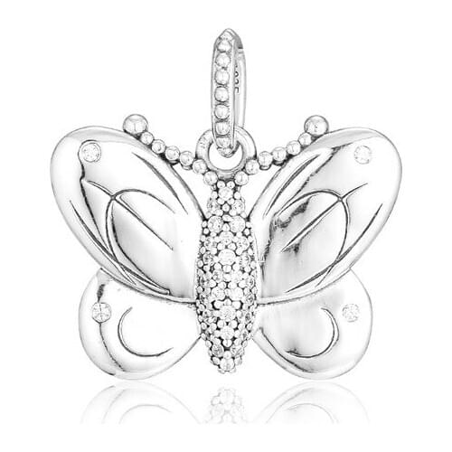 Decorative Butterfly Dangle Sterling Silver Charms for Jewelry Making Fashion Women DIY Beads for Beaded Charms Bracelets