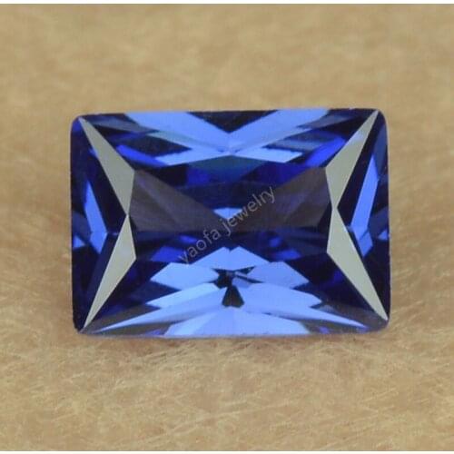 Hot Sale 3X5m~13x18mm Dark Blue Sapphir-e CZ Rectangle Shape Baguette Cut Synthetic Cubic Zirconia Gems Stone For Ring Surface