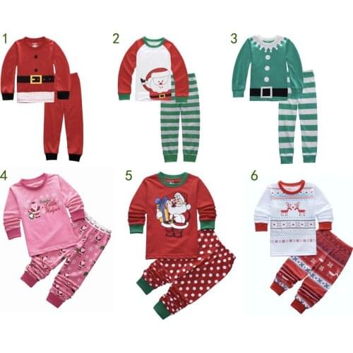 Kids Christmas Santa Cosplay Snow Pajamas Sets Cotton T-shirt + Pants Boys Girls Autumn Winter Sleepwear Casual Wear SA1392
