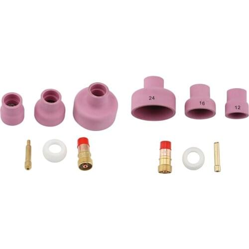 TIG Welding Torch Ceramic Nozzle Ring Cover Gas Lens Cup Kit for WP17/18/26 Welding Accessories Tool Kit Retail