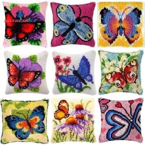 Carpet embroidery Butterfly cross-stitch pillow flowers latch hook pillow do it yourself ladybugs for needlework Hobby craft