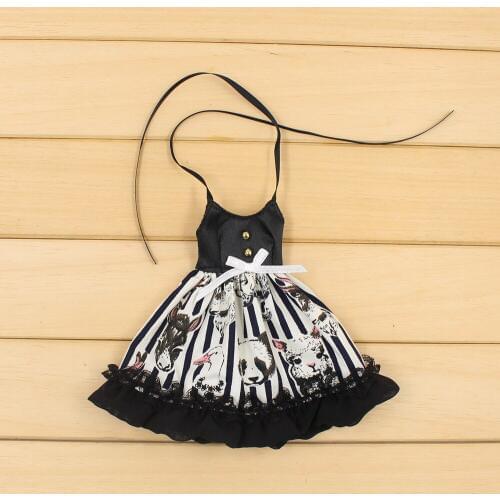 Blyth Doll Clothes ICY Licca 1/6 Body Black Printing Dress Free Shipping