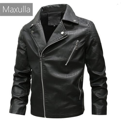 Maxulla Mens PU Jacket Fashion Mens Biker Leather Jacket Coats Causal Slim Fit Faux Leather Punk Motorcycle Jackets Clothing 6XL