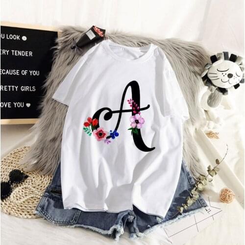 Summer Letter Printed Women T-shirt Woman Harajuku Short-Sleeved O-Neck Tees Shirt Girl Summer Tee Top Femme Tshirt