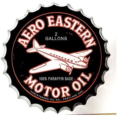 Royal Tin Sign Bottle Cap Metal Tin Sign Motor Oil Gasoline Gas Diameter 13.8 inches, Round Metal Signs for Home and Kitchen Bar