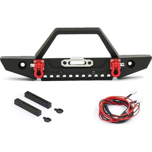 Metal Front Bumper with Led Lights for 1/10 RC Crawler Car Axial SCX10 II 90046 TRAXXAS TRX-4 TRX4