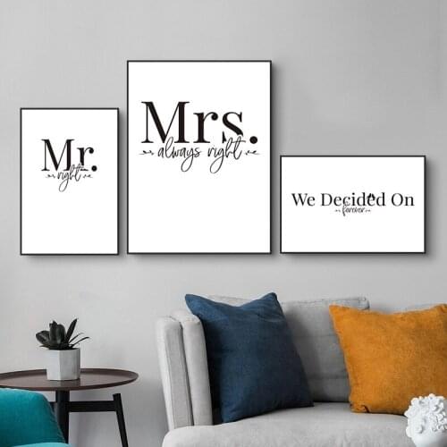 Minimalist Forever Quotes Canvas Painting Black White Wall Art Posters and Prints Always Right Picture Room Home Decor HD3115