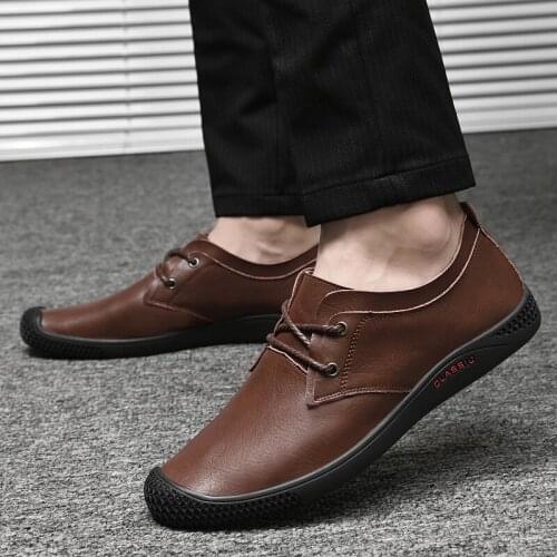 2021 Fashion Genuine Leather Men Casual Outdoor Lace up Comfortable Sneakers Moccasins Slip On Mens Flats Breathable shoes