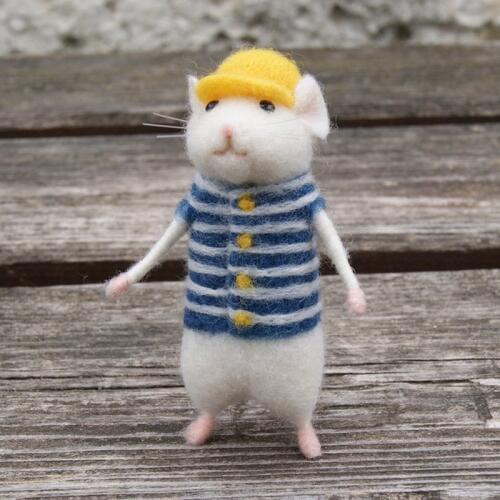 Non-Finished Felt Kit Women Lovely Mice Mouse Handmade Animal Toy Doll Wool Needle Felt Poked Kitting DIY Wool Kits Package