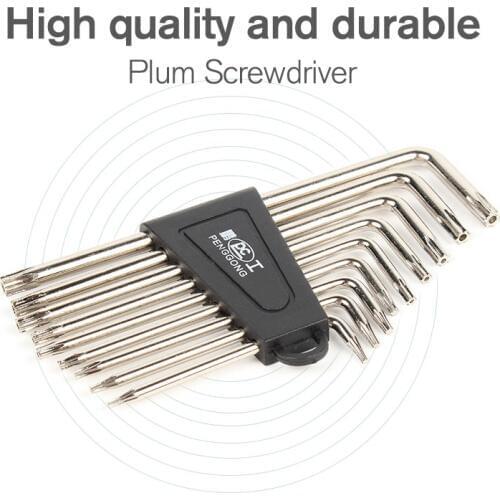 HOEN 9 Pcs/Set Torx L Shape Hex Wrench Sets Repair Tools Standrad 90 Angle Screwdriver Tool Set Plum Screwdriver T6-T27 CRV