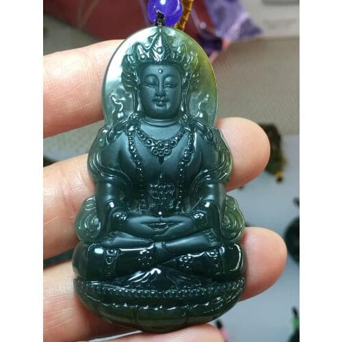 Real 7A Myanmar jade Hand-Carved jade guan yin emperor green jade pendant jade necklace pendants jewelry jade necklaces woman