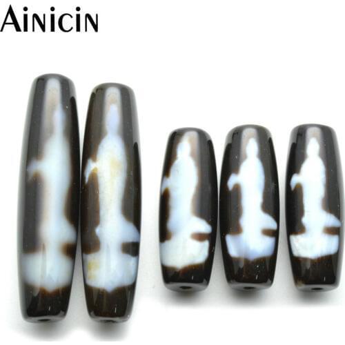 Natural Semi-precious Stone Guanyin Veins DZI Beads 10x32mm 10x50mm DIY Jewelry Making Loose Beads