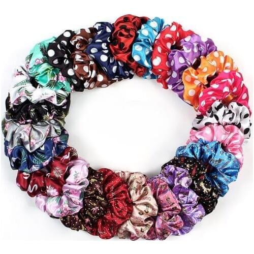 New Polka Dot Printed Floral Cloth Scrunchie Women Girls Elastic Hair Rubber Band Accessories Tie Hair Ring Rope Holder Headwear