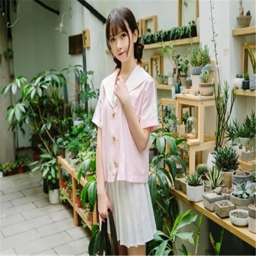 New Sakura Light Pink Japanese School Uniform Schoolgirl Sailor Suit Student Clothes For Girls Anime Kawaii Cosplay Korean Style