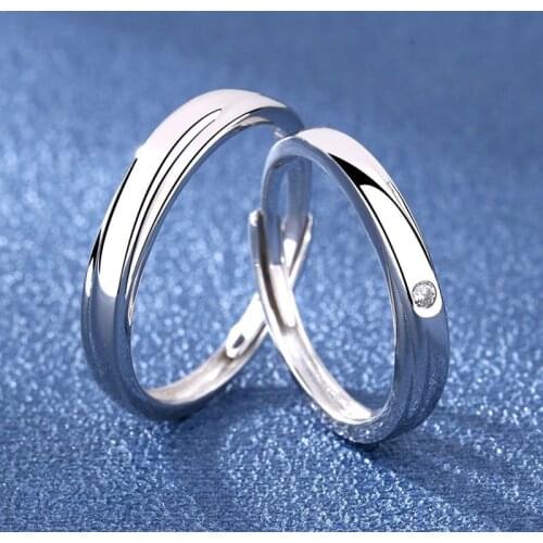 Couple Wedding Ring For Women Open Cuff Zircon Fashion Finger Engagement Bridal Lover Heart Jewelry 2 PCS/Set Cross Anillos Gift
