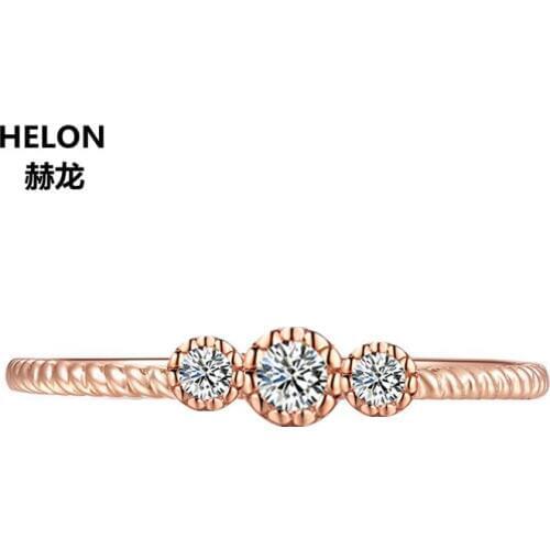 Solid 14k Rose Gold Women Engagement Wedding Ring VVS 0.3ct Moissanites Ring Annversary Party Fine Jewelry