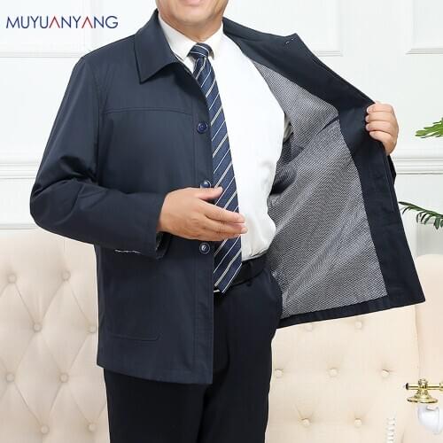 Autumn New Cotton Mens Jacket Solid Color Casual Fit Lapel Single-Breasted Coat Classic Large Size 3XL 4XL