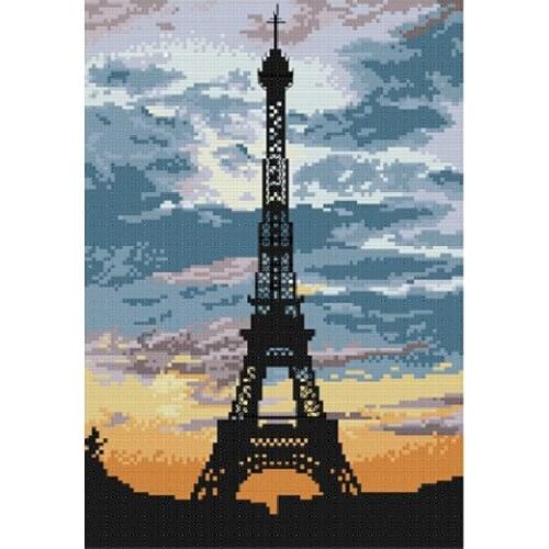Landscape Cross Stitch Set 14ct Counted Patterns Kits for Embroidery Sunset Tower Home Decoration Diy Needlework