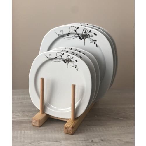 Solid Wood Handmade 6 Compartments Plate-rack Plate Holder Bookshelf Wood Handmade 28x12x12cm