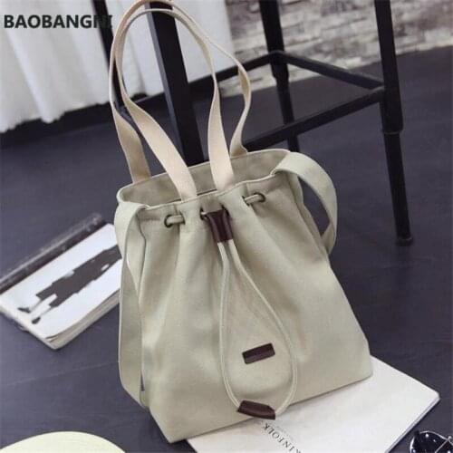 Bucket Tote Messenger Bags Women Canvas Shoulder Bags Drawstring Handbag High Quality Purse Satchel Fashion Bags