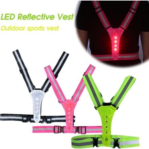 LED luminous Super-bright Adjustable Reflective Safety Vest High Visibility Reflective Vests Straps Reflective Straps Night Runn