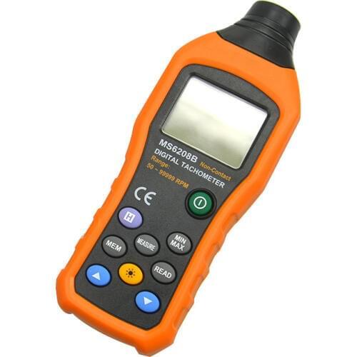 MS6208B LCD Digital Photo Tachometer RPM Meter Non contact Tacometro Rotation Speed 50RPM-99999RPM Data Storage
