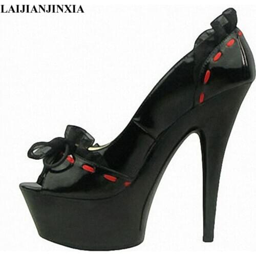 LAIJIANJINXIA 15CM Single Shoes Dance Shoes Leopard Print Satin And Black / Red Lace Pumps With 6 Inch Stiletto Heel Sexy Shoes
