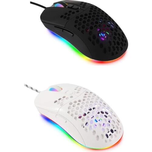 USB Wired Lightweight Gaming Mouse 5 RGB Backlit Mouse with 7 Buttons 7200DPI Honeycomb Shell Mouse for PC Laptop Notebook