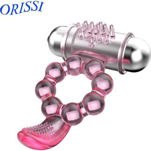 ORISSI 10 Speed Vibrating Ring Clitoral Stimulation Pleasure Tongue Bullet Vibrator Adult Sex Products Sex Toys For Couple