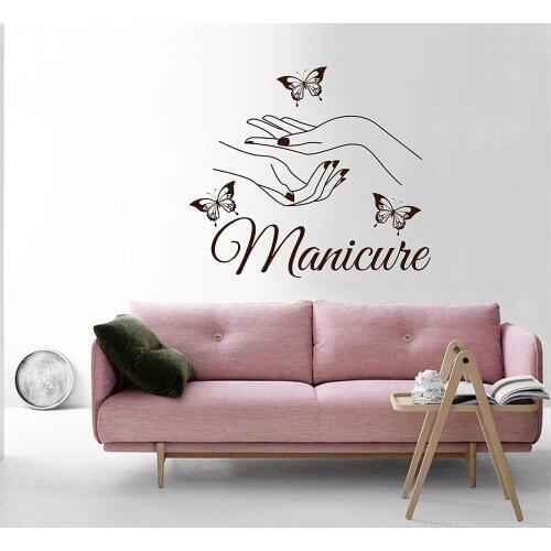 Manicure Beauty Salon Vinyl Sticker Decals Nails Hands Fashion Cosmetic Hairdressing Butterfly Home Interior Decor Design Z219