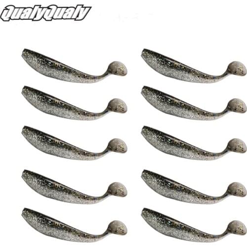 10pcs/lot Worm Soft Lures Artificial Fishing Bait Swim Bass Shad Minnow Fishing Tackle Soft Fishing Lures Blue Grey