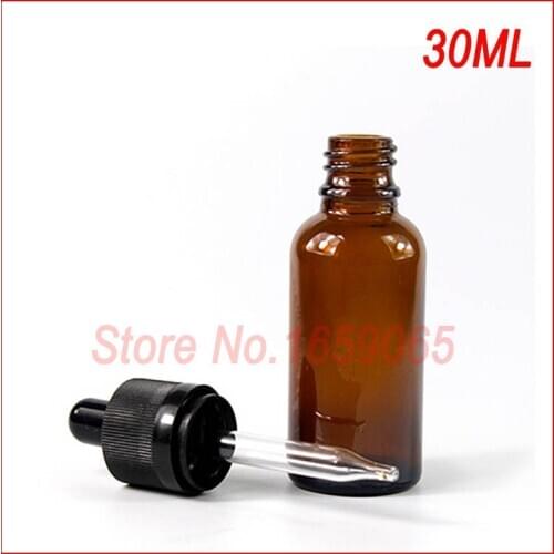 1000pcsx30ml Cylinder amber Glass e-liquid Refillable Bottle, 1oz cylinderical Essential Oil Container W Dropper childproofcaps