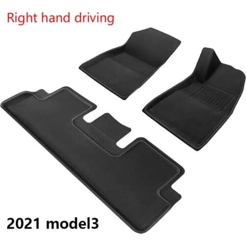 3 PCS Fully Surrounded Special Foot Pad For 2021 Tesla Model 3 Waterproof Non-Slip Floor Mat TPE XPE Modified Car Accessories