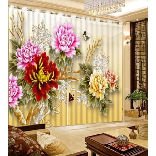 3d curtains flowers Peony butterfly fashion decor home decoration for bedroom modern home decor