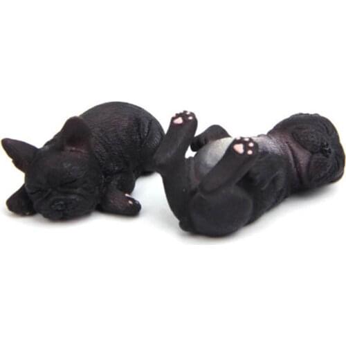 4pcs Resin Animal Sleeping Bulldog Cute Miniature Dog Statue Figurine Gift